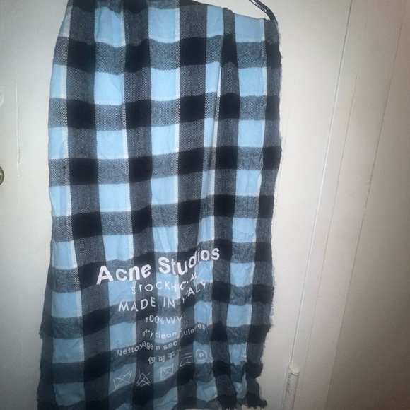 Unisex Acne Studios Stockholm Checked Wool Logo Scarf Made in Italy - Picture 10 of 10